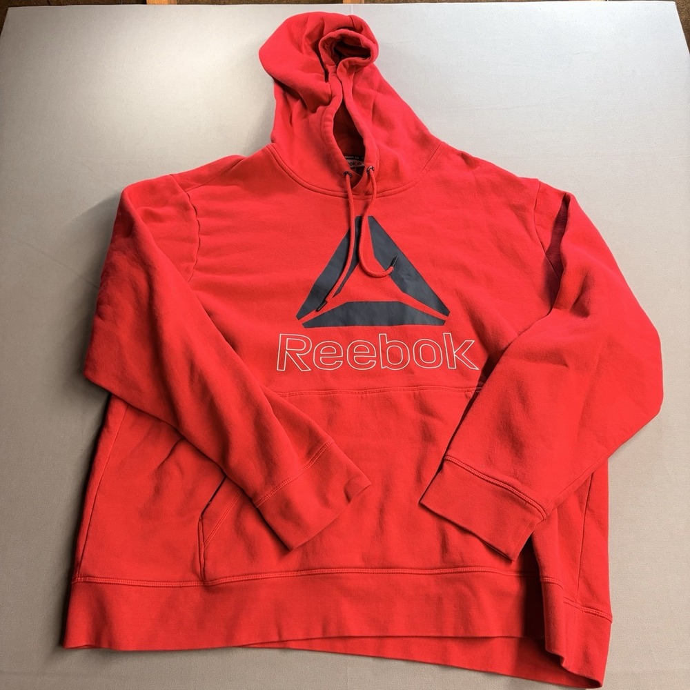Reebok Mens 3XL Red Pullover Hoodie Big Delta Logo Fleece REM224FH04